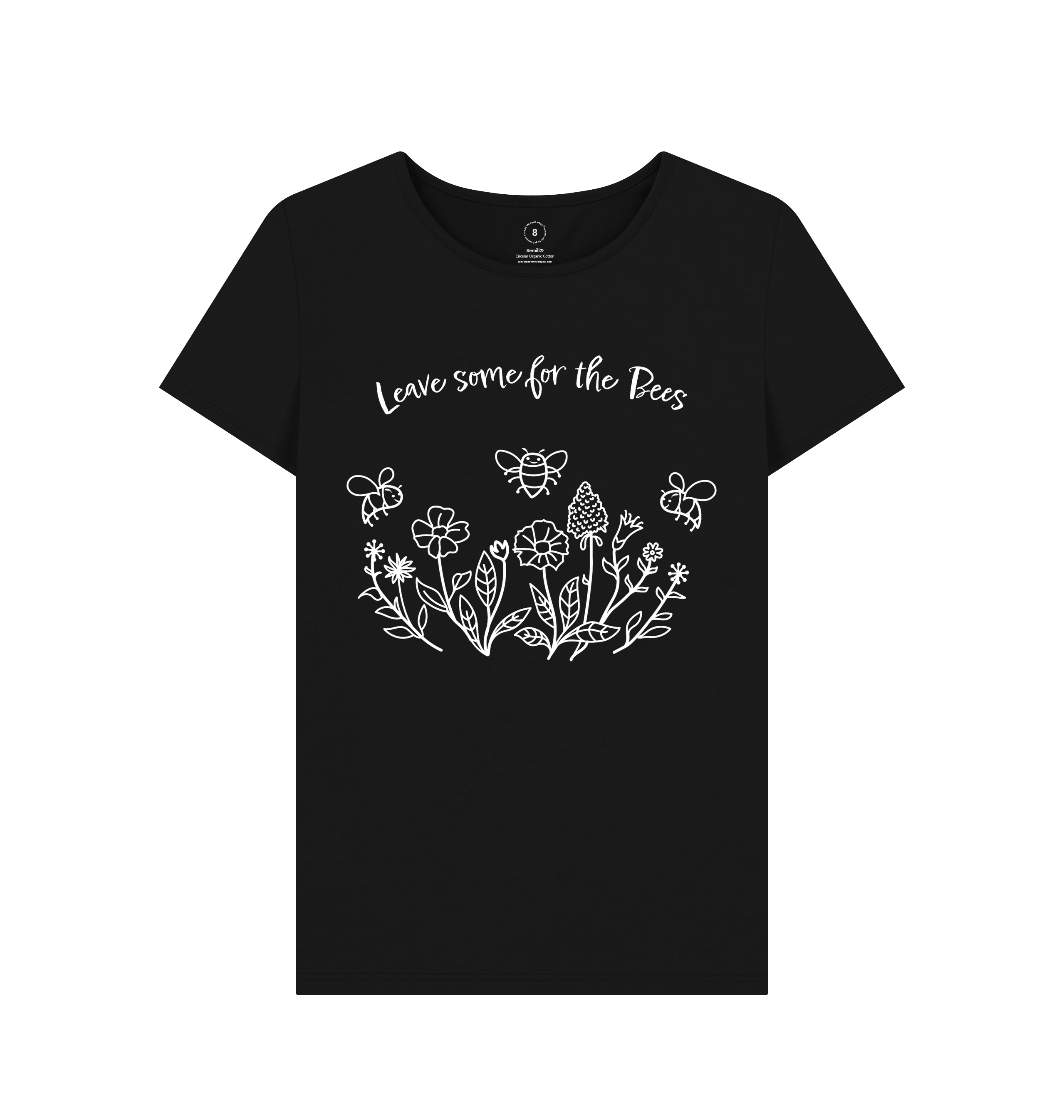 Black Recycled Printed T-Shirt Front