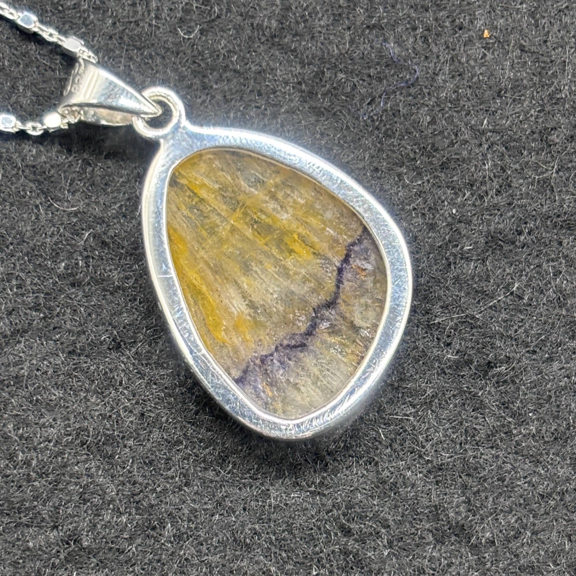 Blue John Fluorite Pendant in Sterling Silver