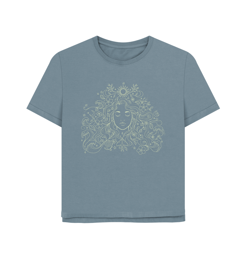 Stone Blue Printed T-shirt Front