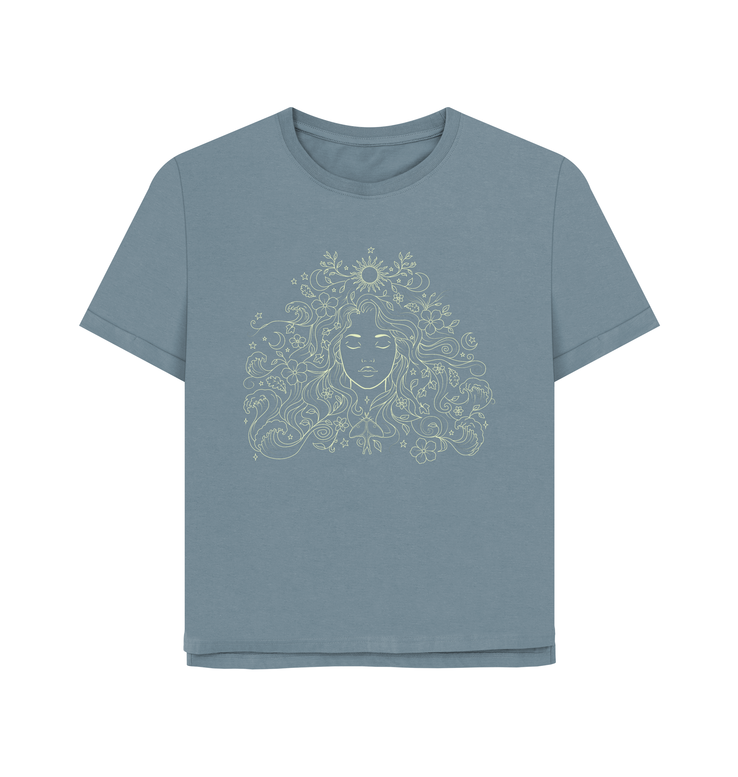 Stone Blue Printed T-shirt Front