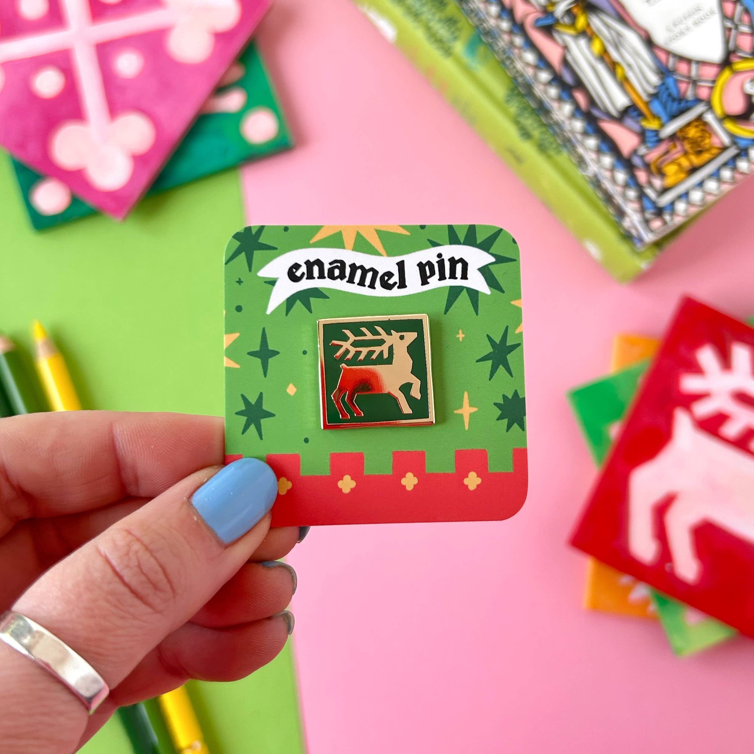 Deer Medieval Tile Enamel Pin
