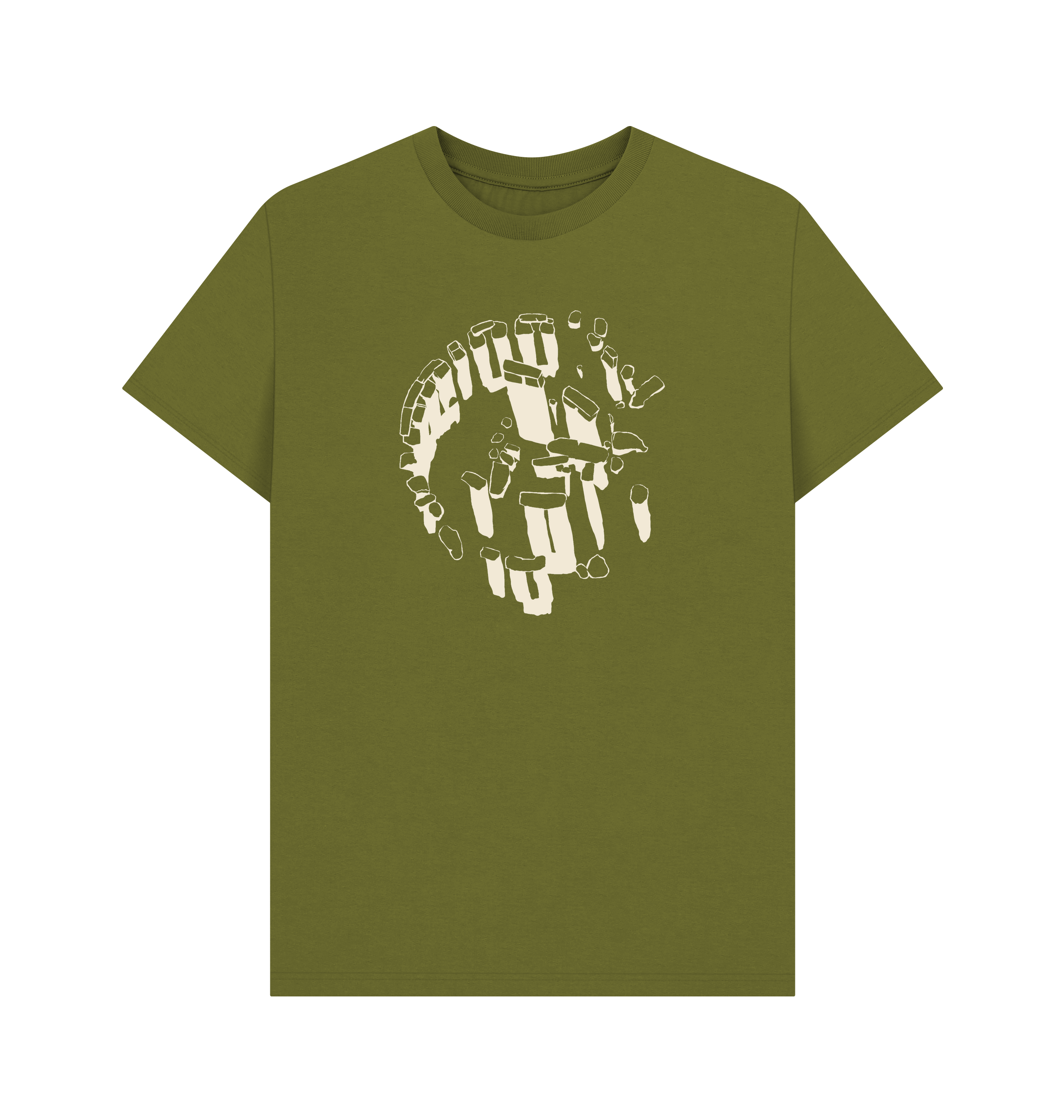 Moss Green Printed T-shirt Front