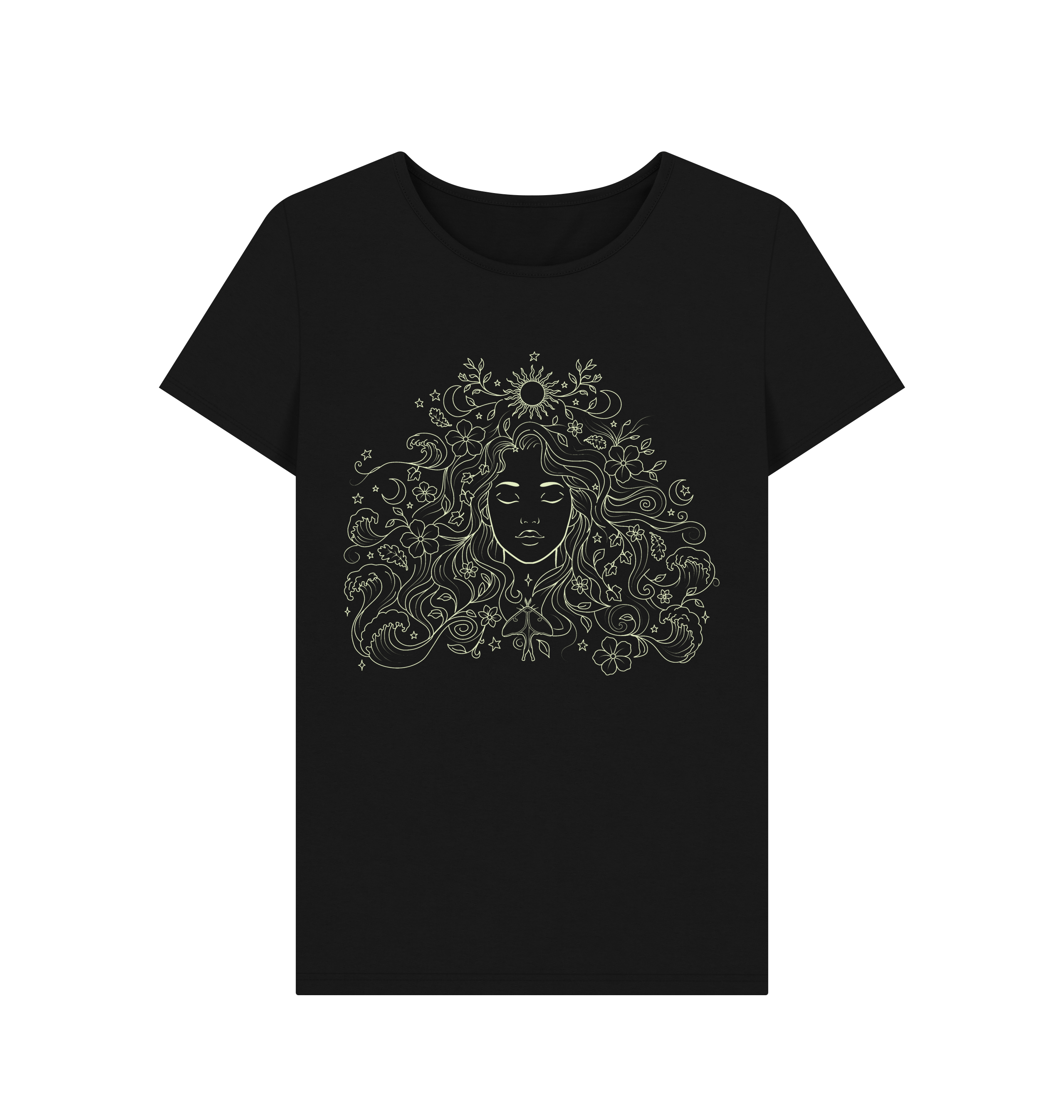 Black Printed T-shirt Front