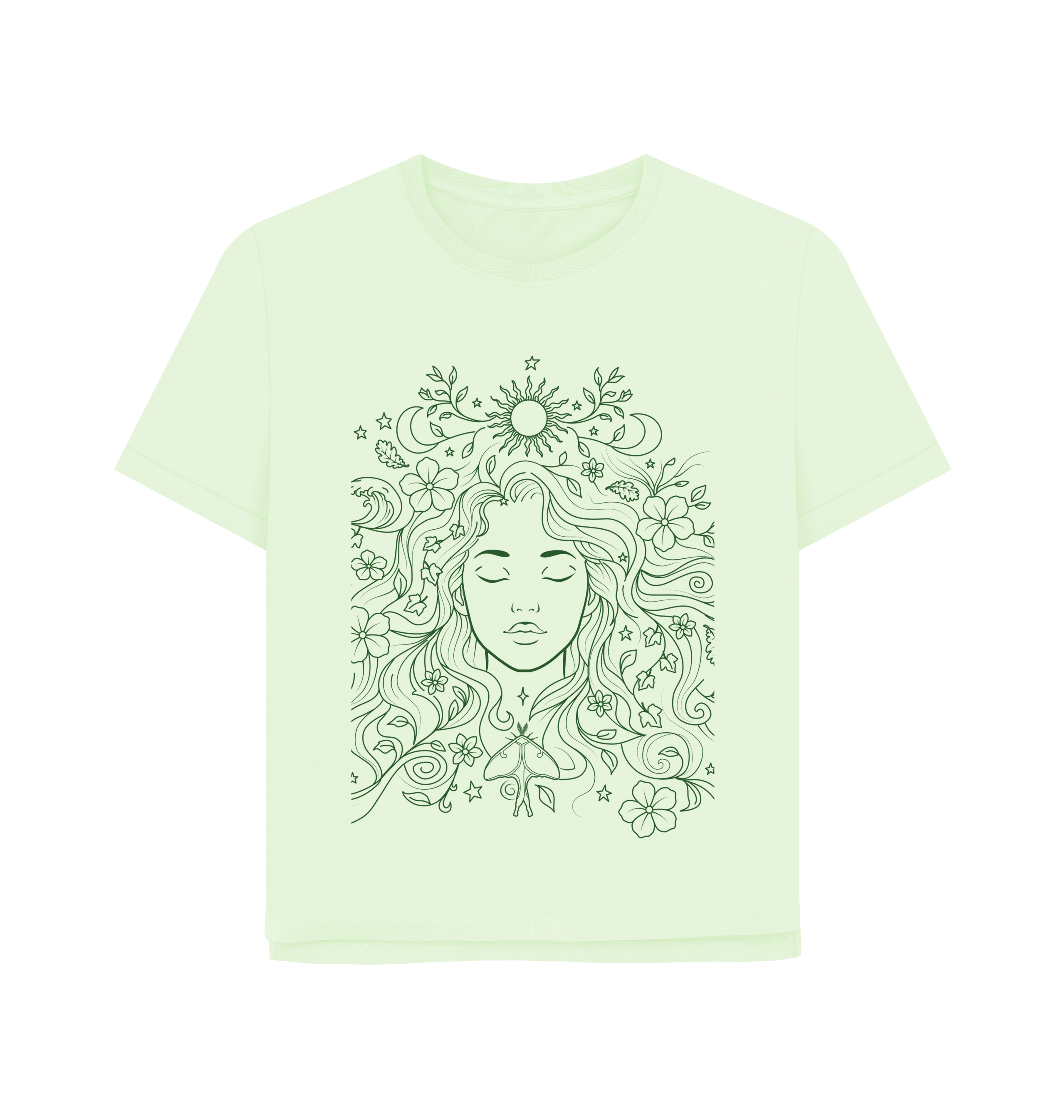 Pastel Green Printed T-shirt Front