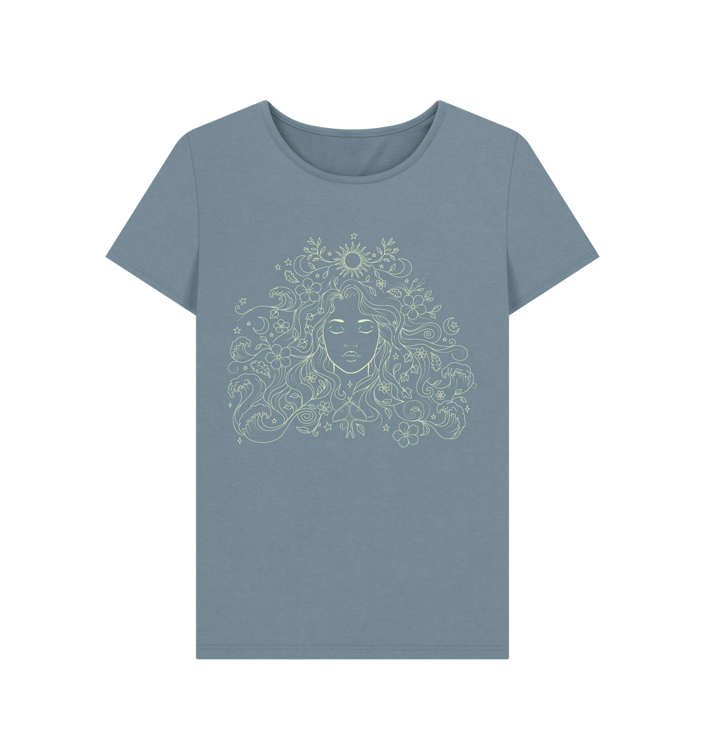 Stone Blue Printed T-shirt Front
