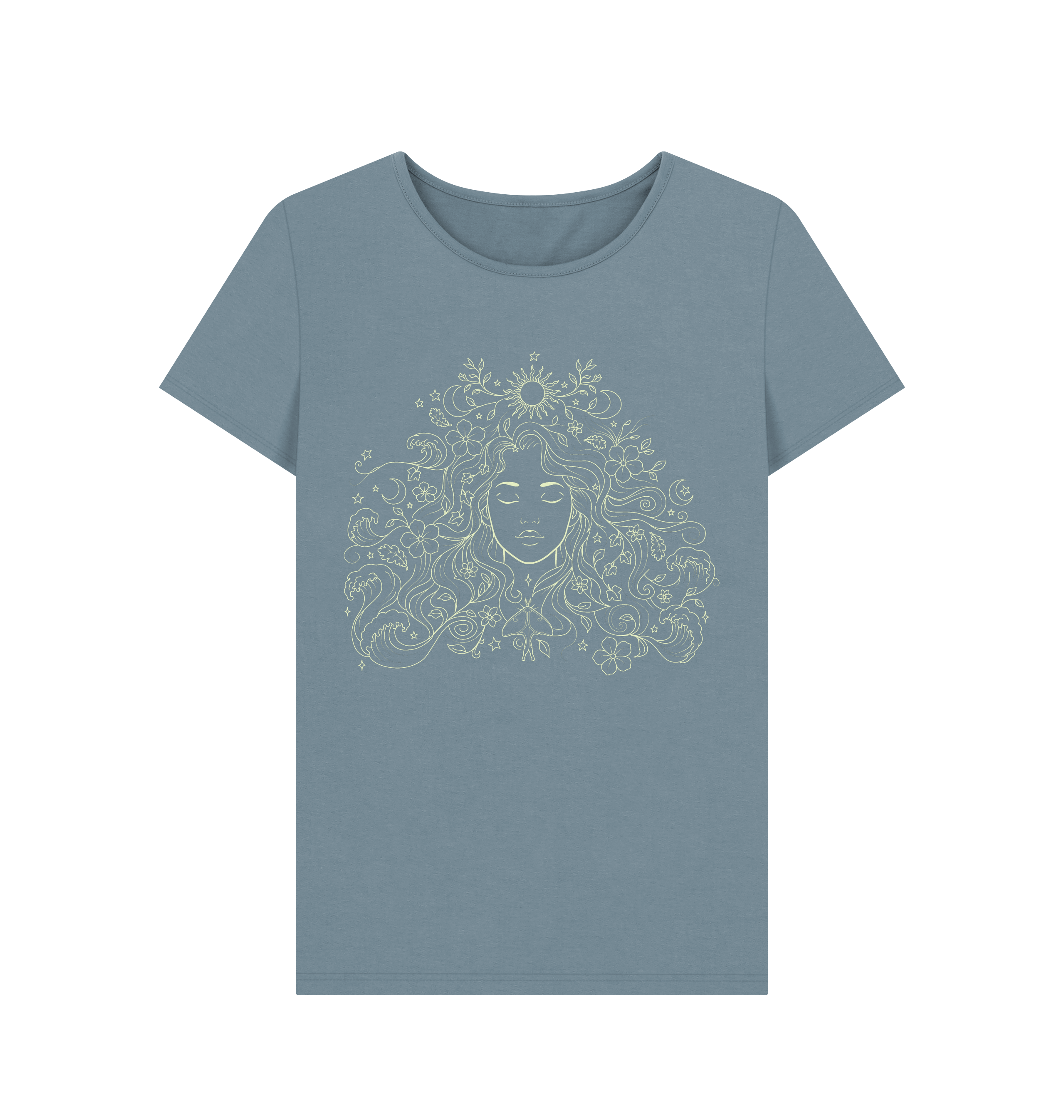 Stone Blue Printed T-shirt Front