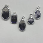 Genuine Blue John Fluorite Pendant set in sterling silver