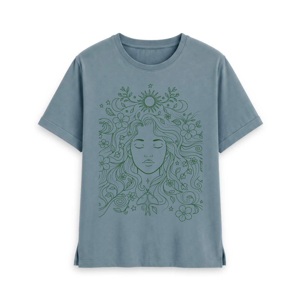 Stone Blue Printed T-shirt Front