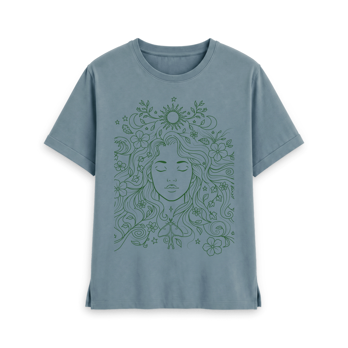 Stone Blue Printed T-shirt Front