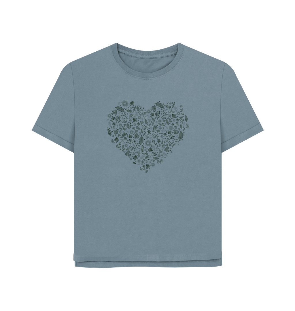 Stone Blue Printed T-shirt Front