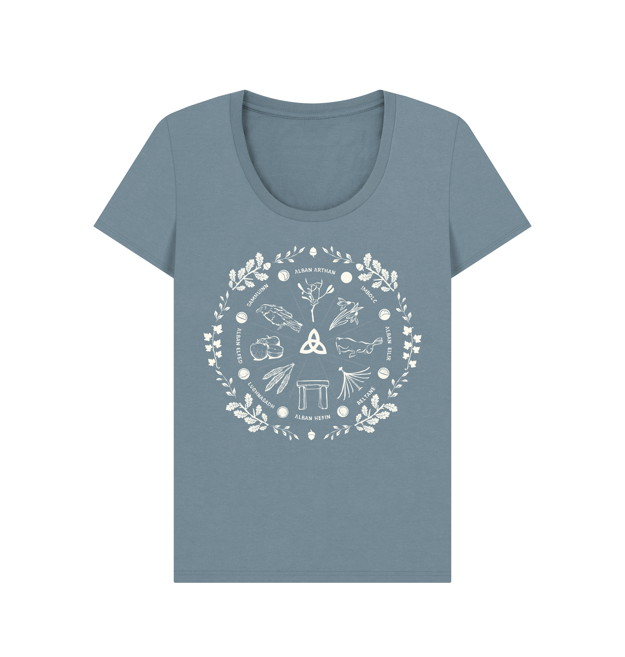 Stone Blue Printed T-shirt Front