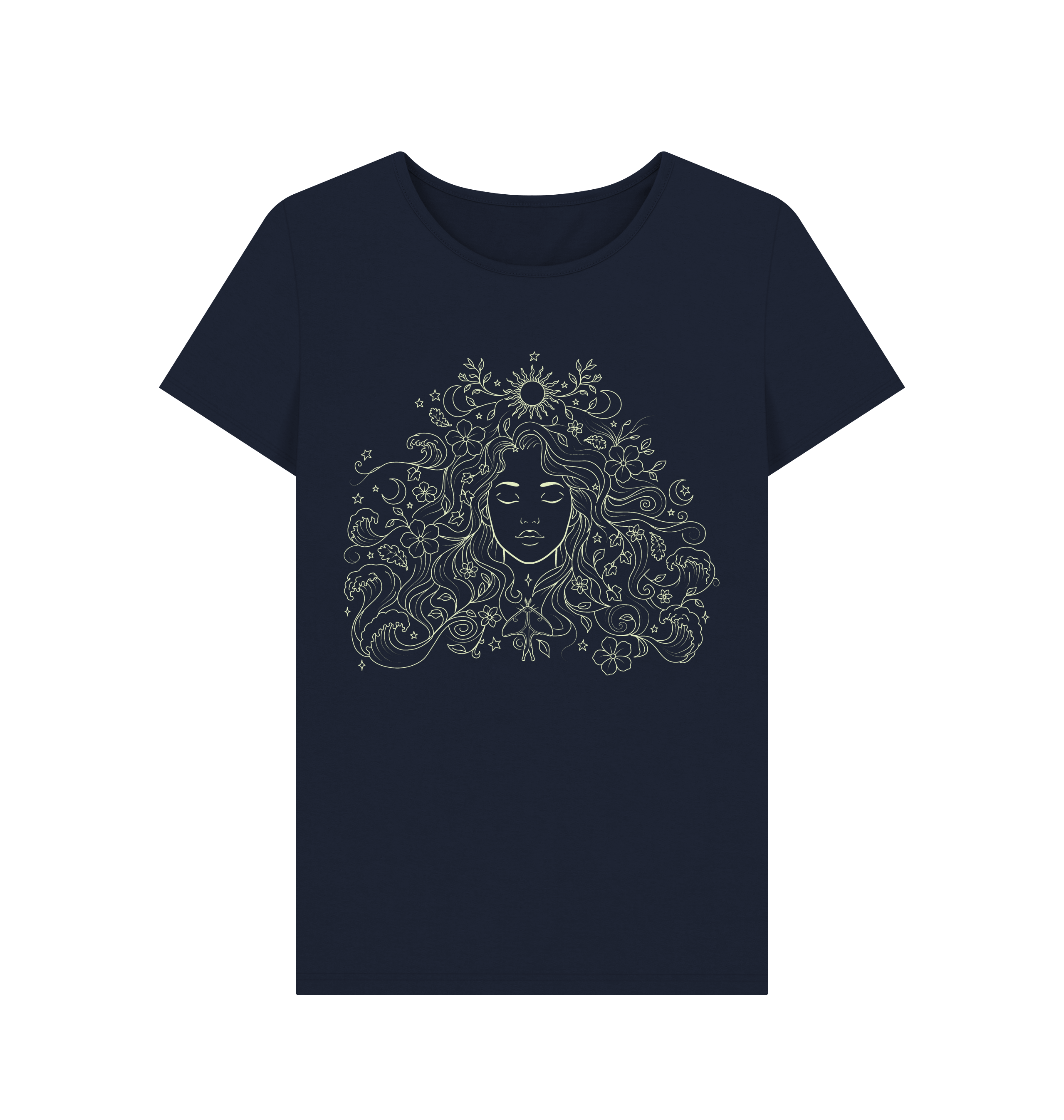 Navy Blue Printed T-shirt Front
