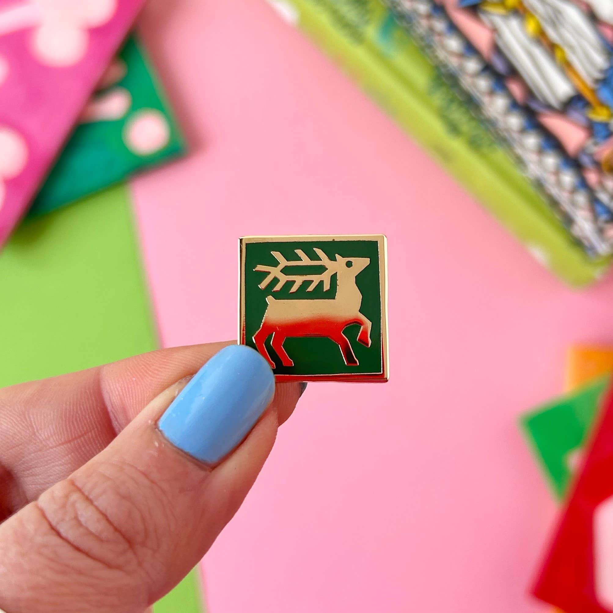 Deer Medieval Tile Enamel Pin