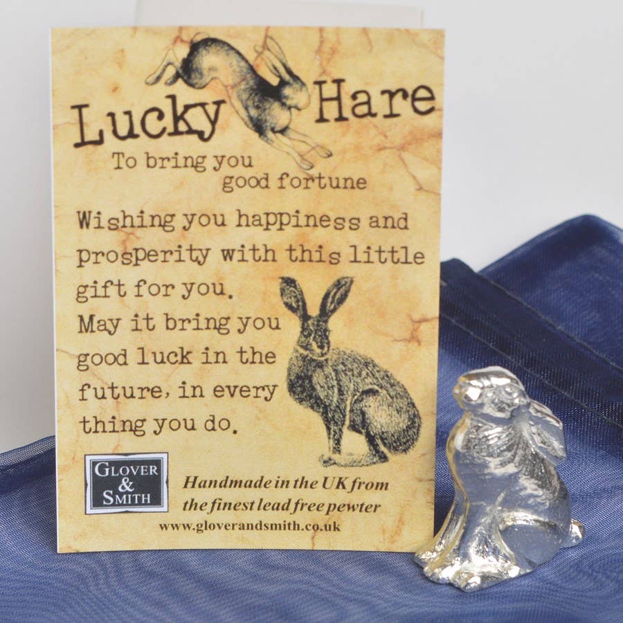 Moongazing Hare, English Pewter Good Luck Sculpture