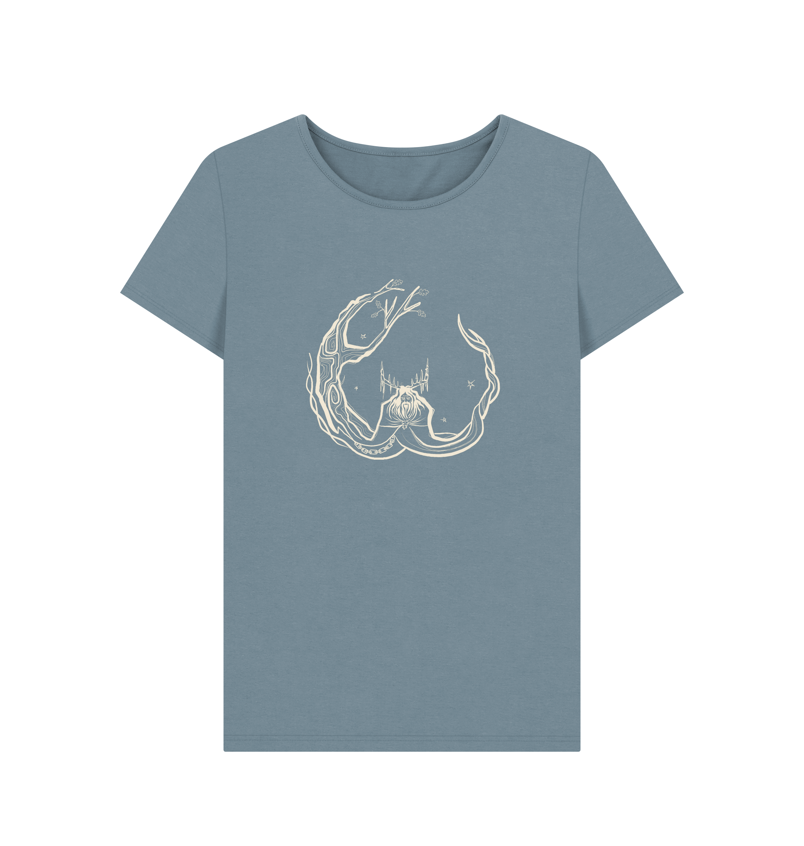 Stone Blue Printed T-shirt Front