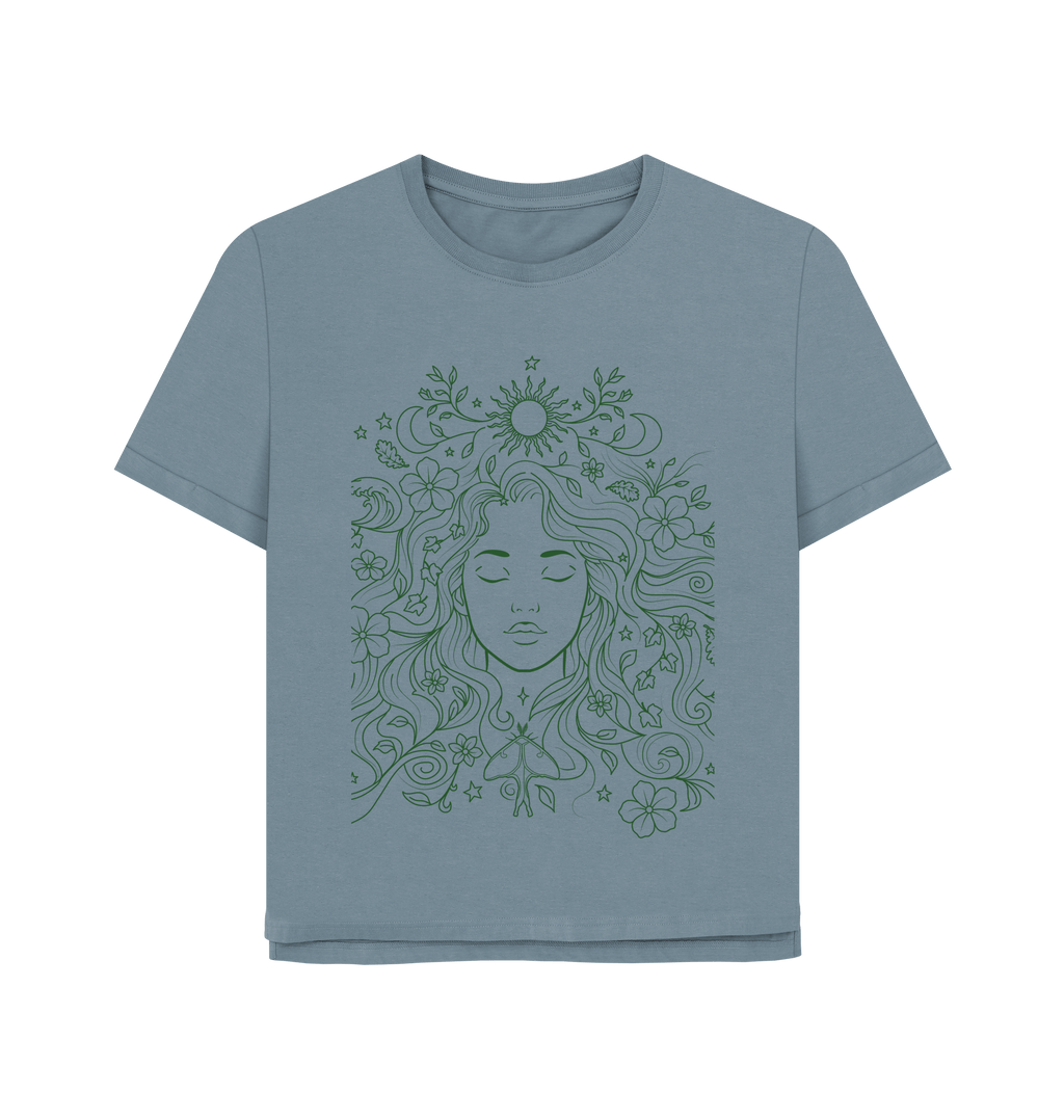 Stone Blue Printed T-shirt Front