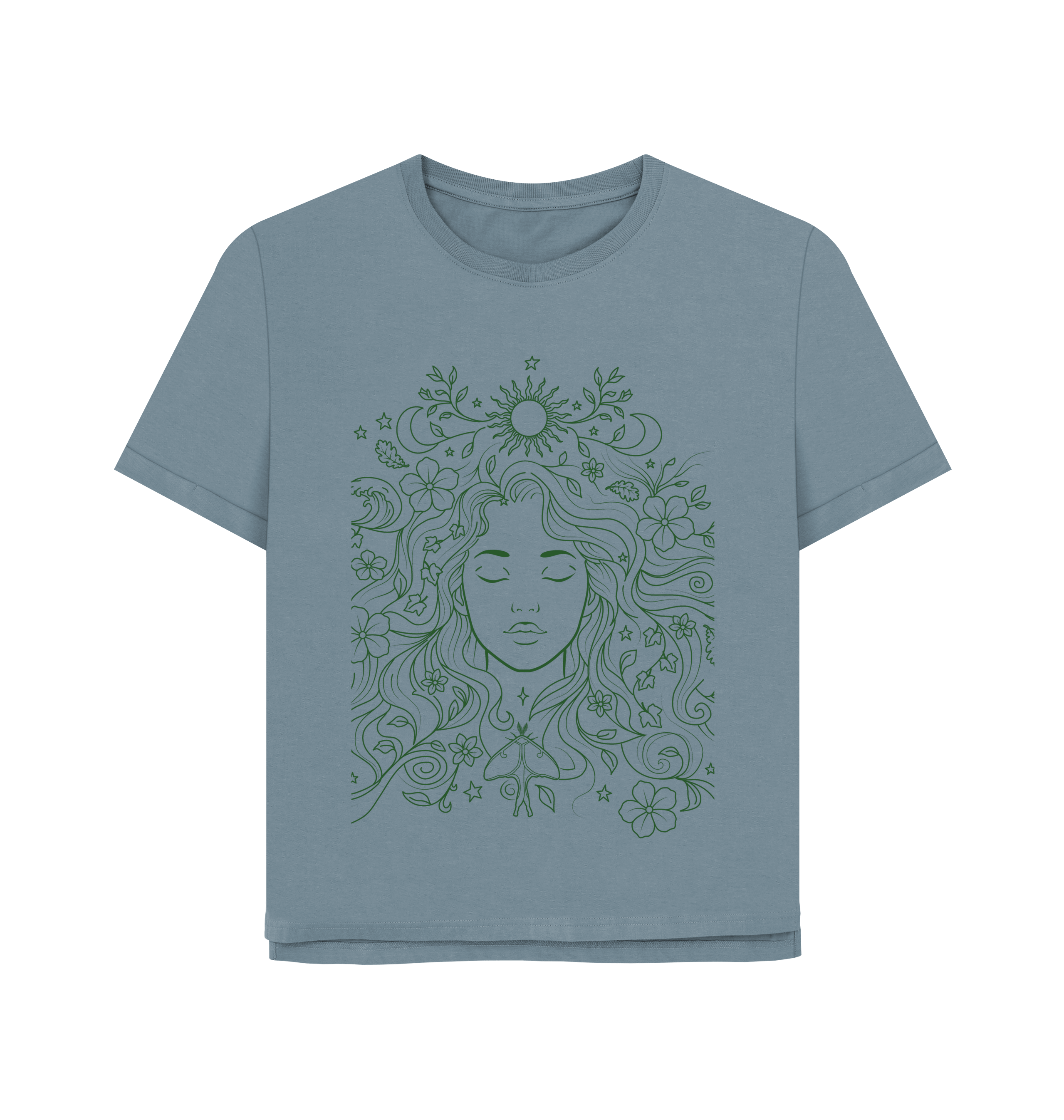 Stone Blue Printed T-shirt Front