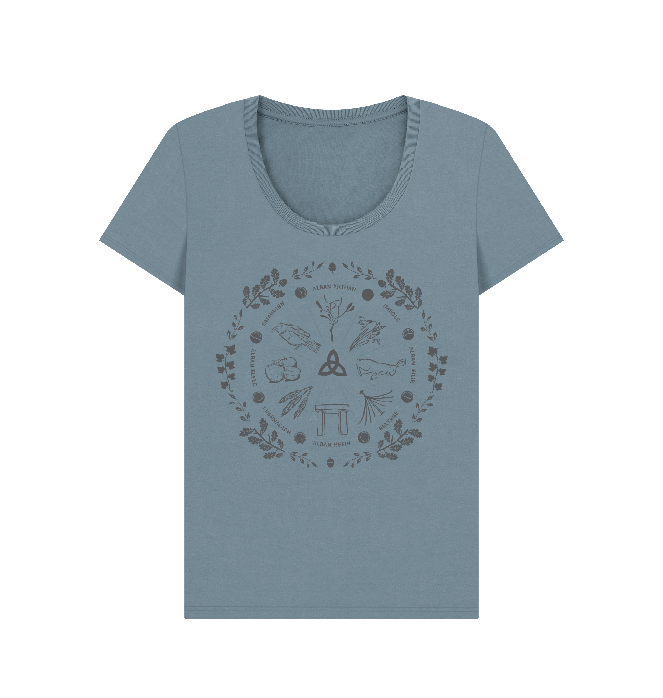 Stone Blue Printed T-shirt Front