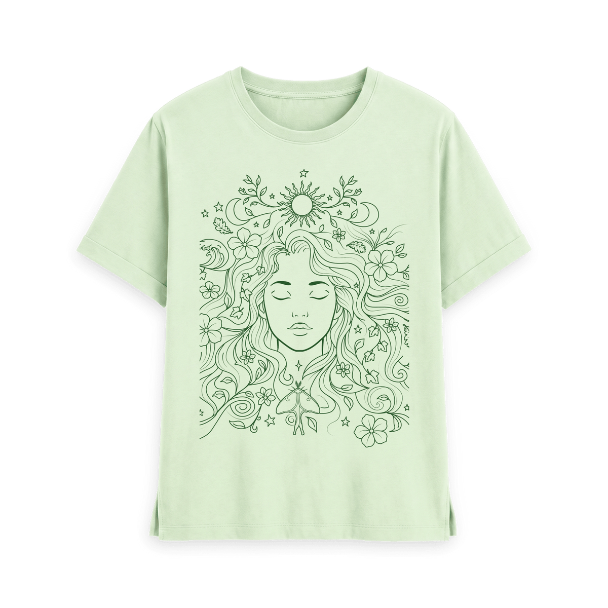 Pastel Green Printed T-shirt Front
