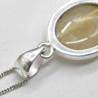 Golden Rutilated Quartz Oval Pendant in Sterling Silver