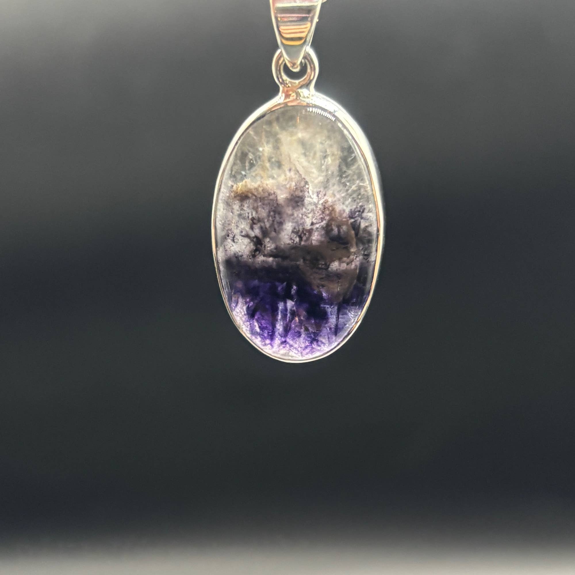 Genuine Blue John Fluorite Pendant set in sterling silver