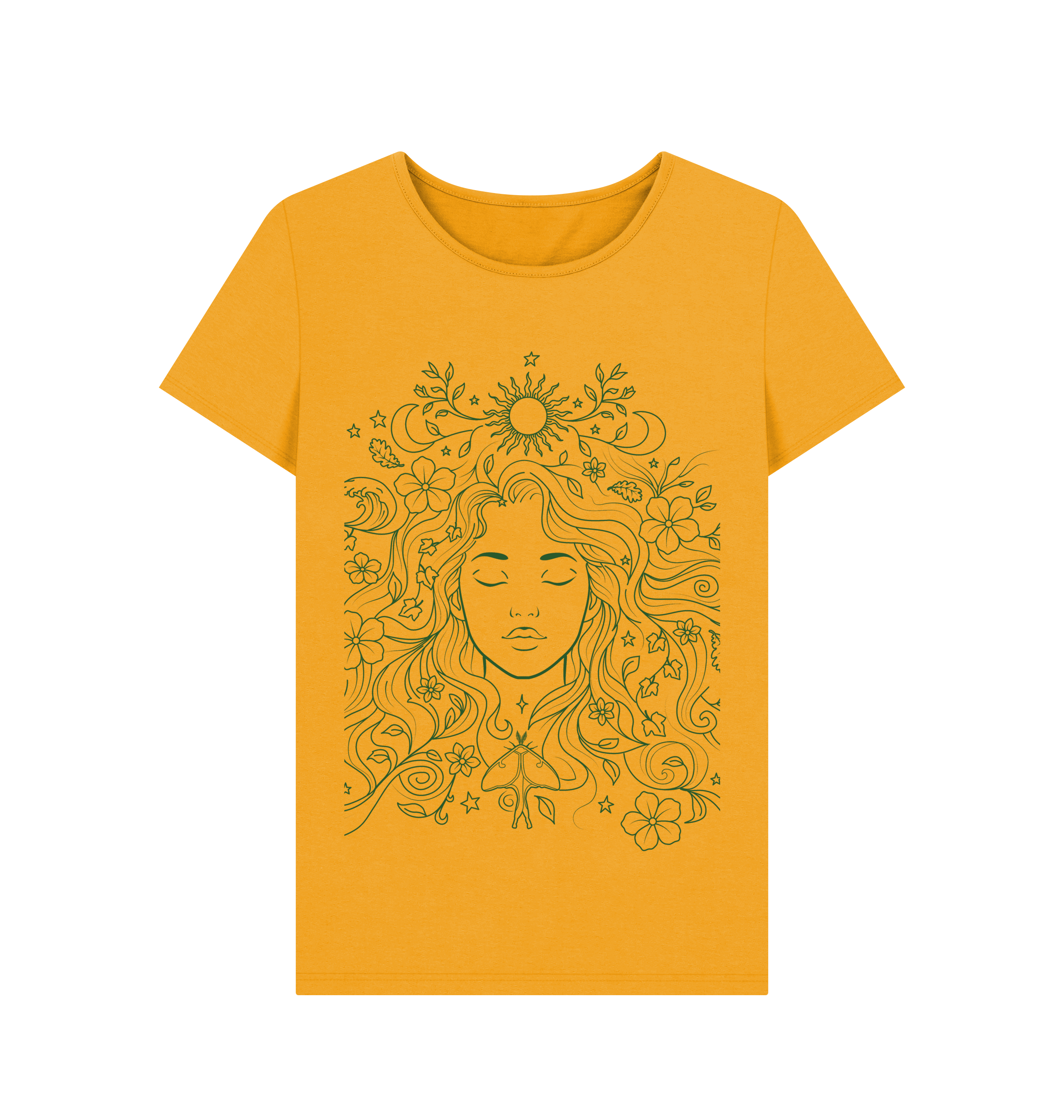 Mustard Printed T-shirt Front
