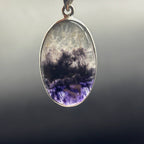 Genuine Blue John Fluorite Pendant set in sterling silver