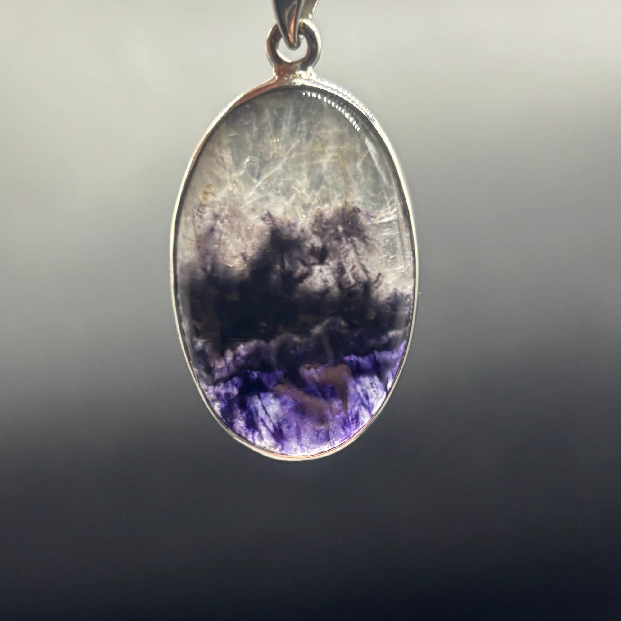 Genuine Blue John Fluorite Pendant set in sterling silver