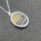 Blue John Fluorite Pendant in Sterling Silver