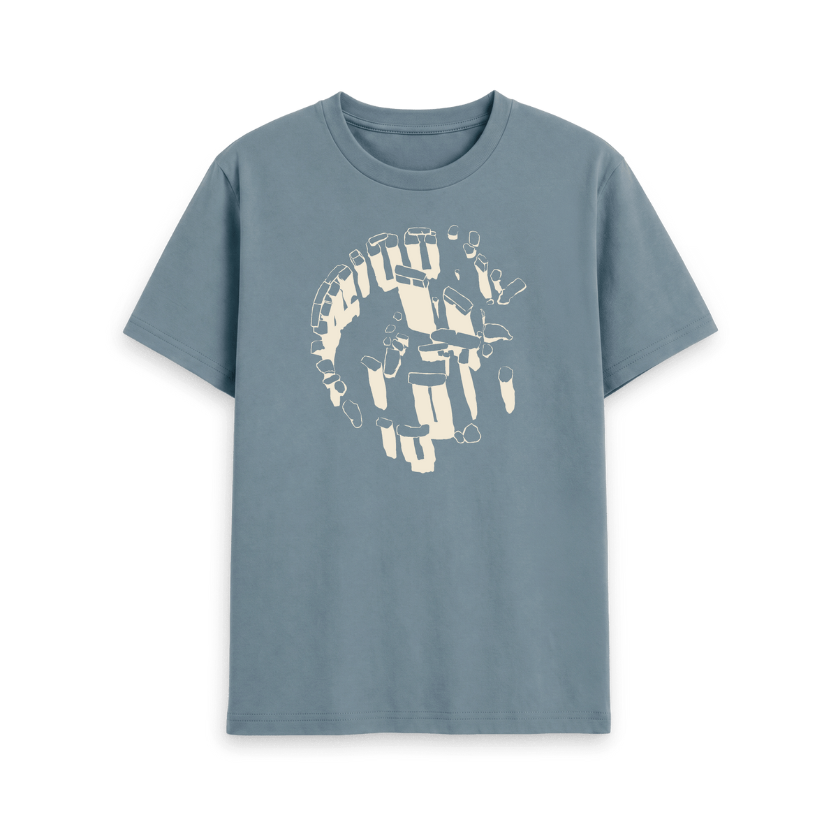 Stone Blue Printed T-shirt Front
