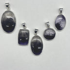Genuine Blue John Fluorite Pendant set in sterling silver