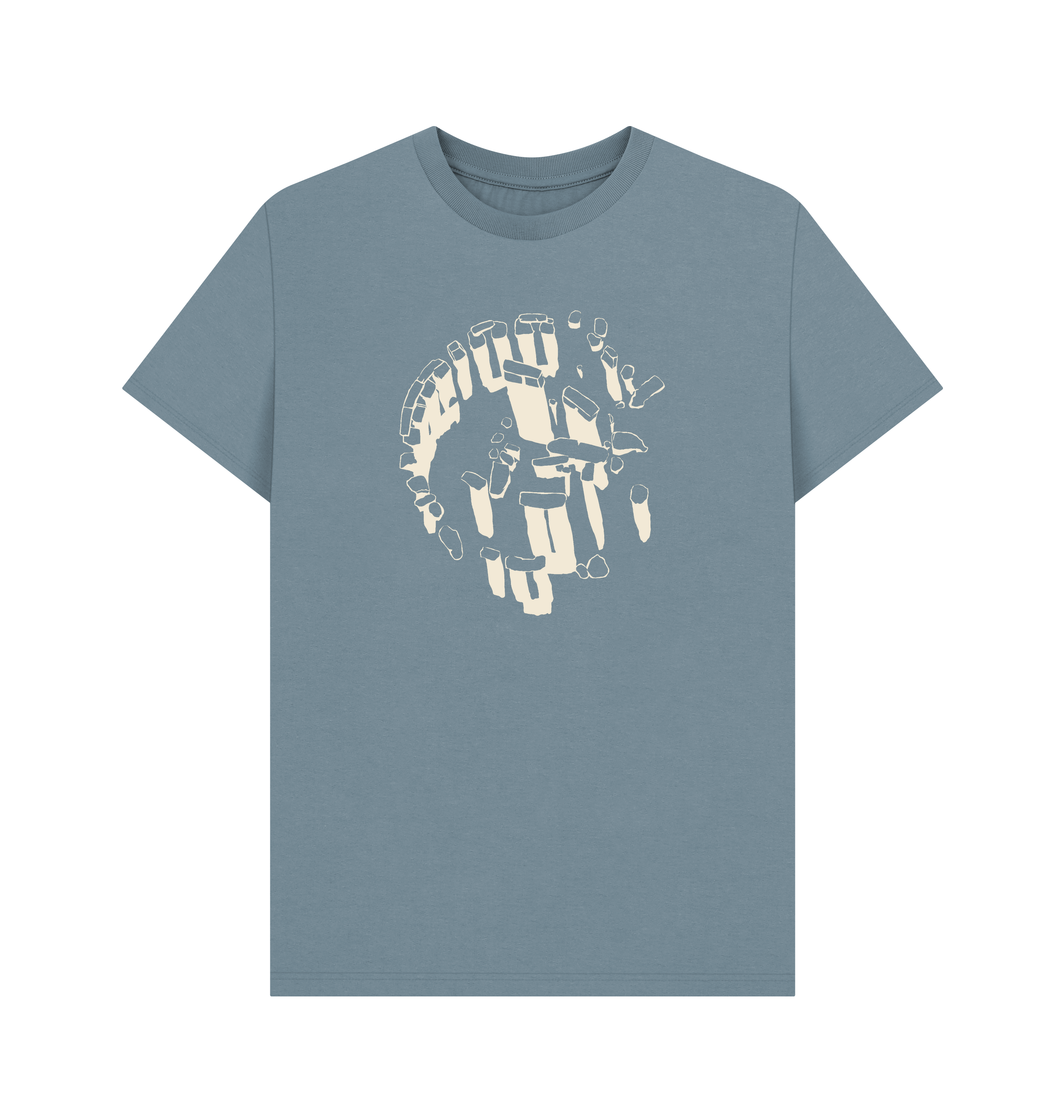 Stone Blue Printed T-shirt Front