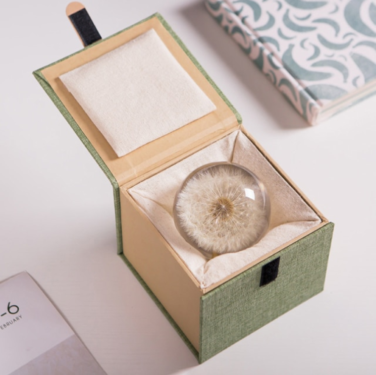 Real Dandelion Crystal Glass Resin Lens Ball