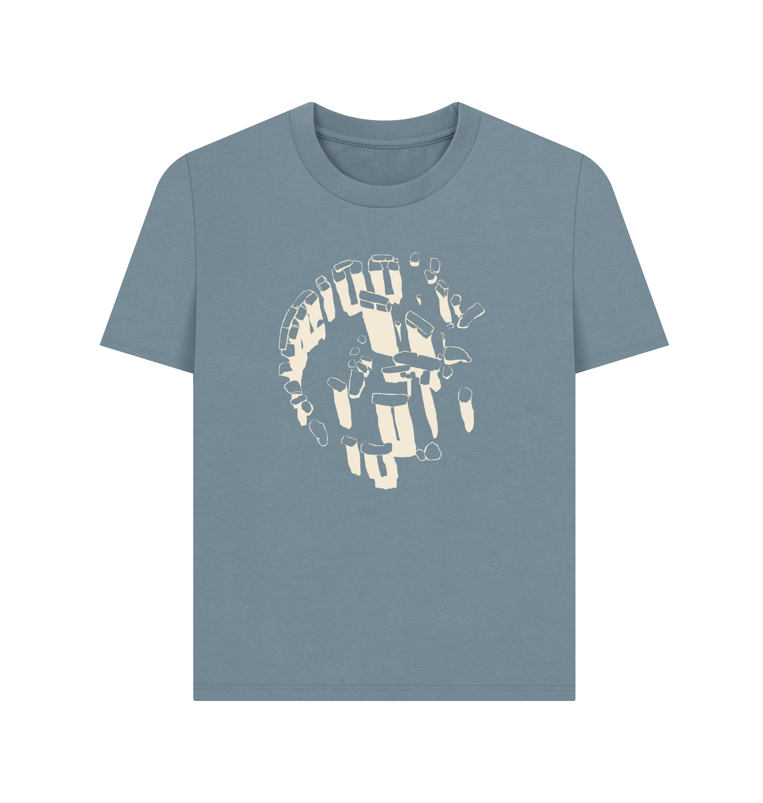 Stone Blue Printed T-shirt Front