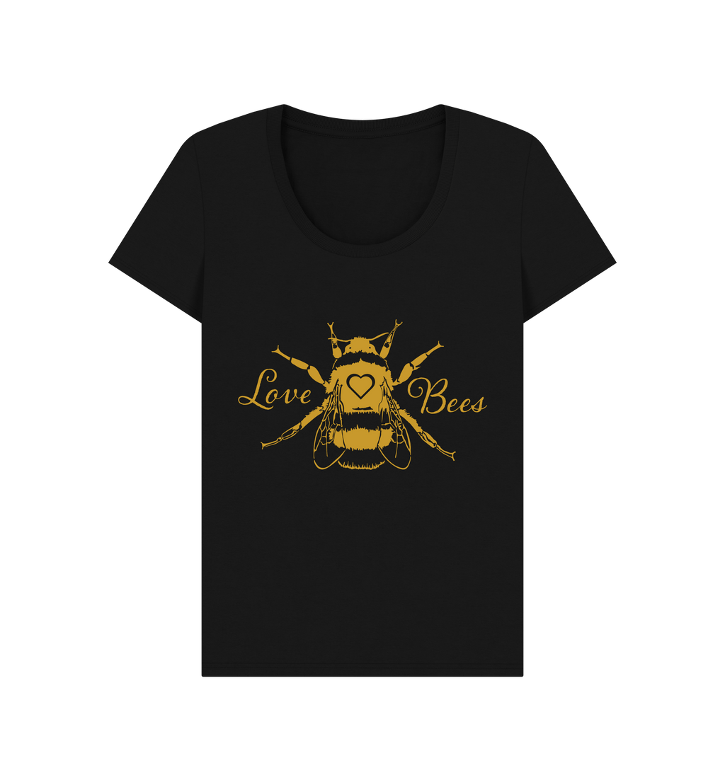 Women's ‘Love Bees’ Scoop Neck T-Shirt in gold print