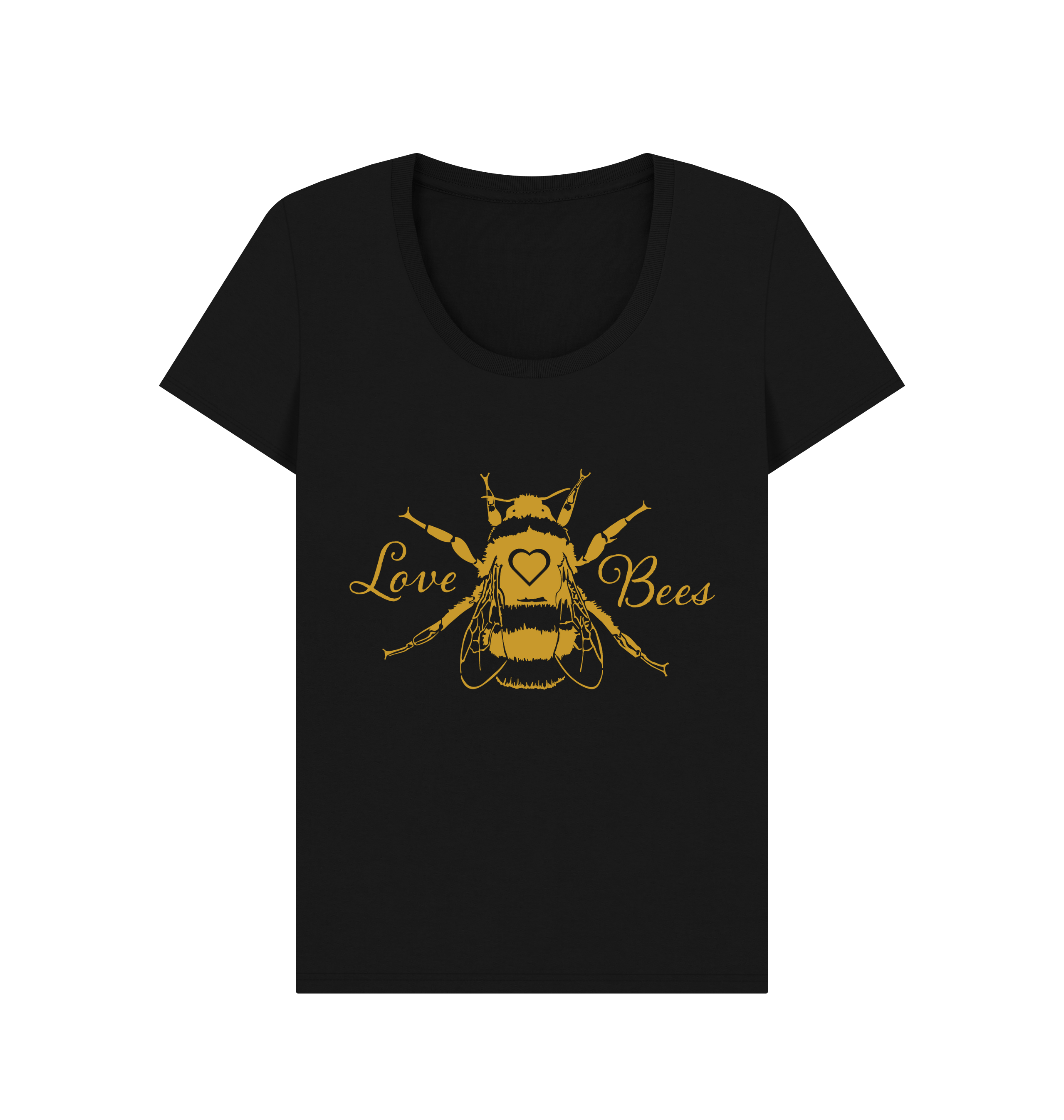 Women's ‘Love Bees’ Scoop Neck T-Shirt in gold print