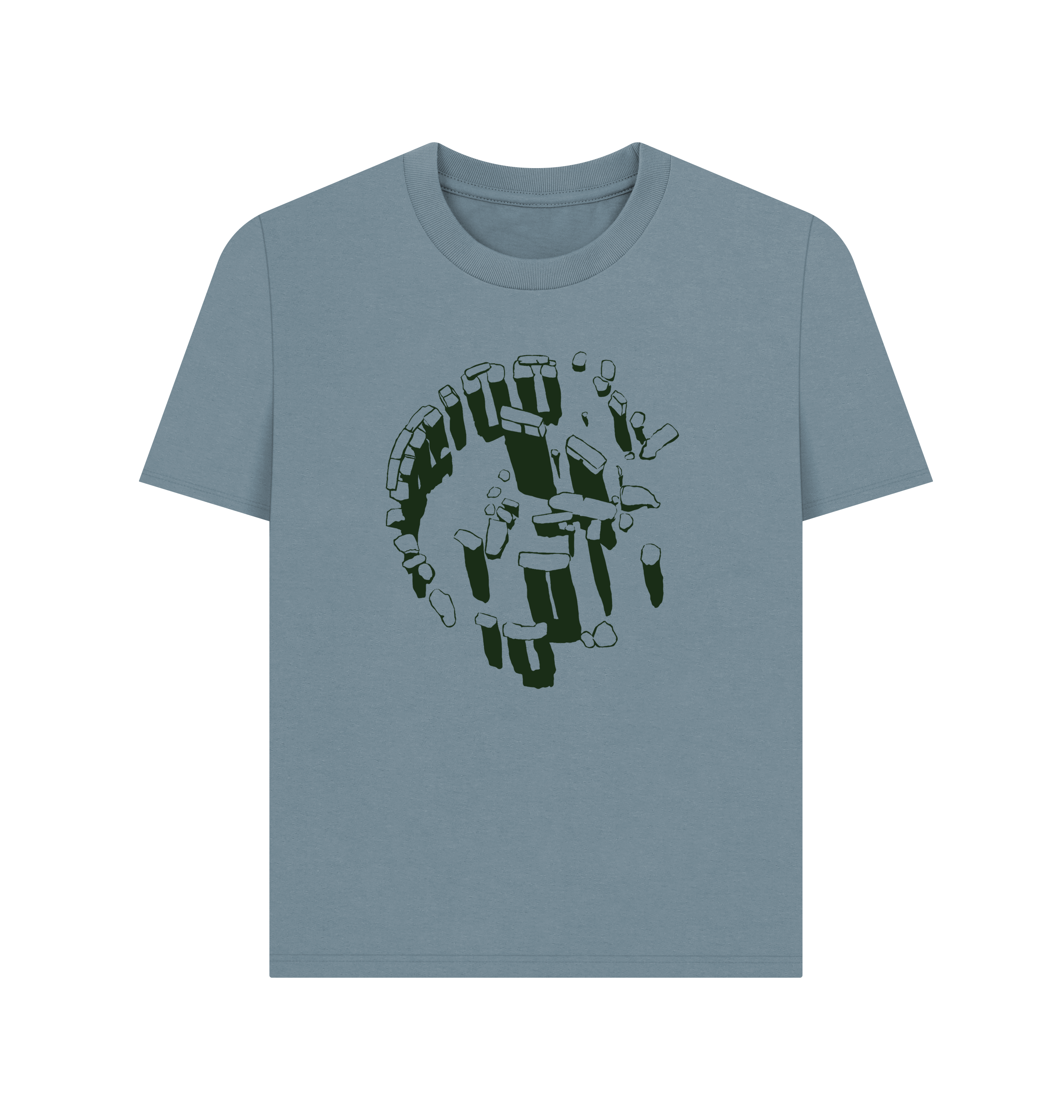 Stone Blue Printed T-shirt Front