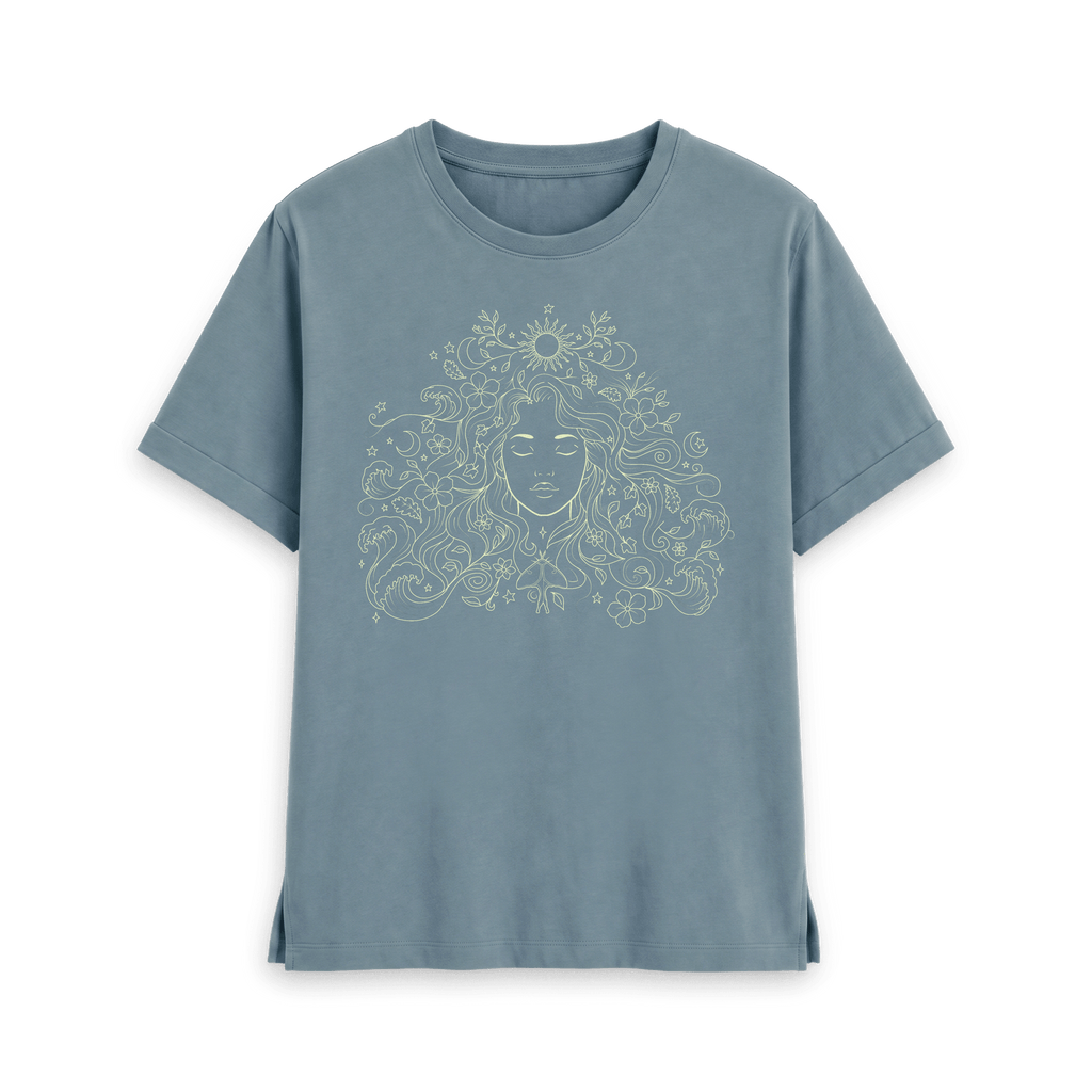 Stone Blue Printed T-shirt Front
