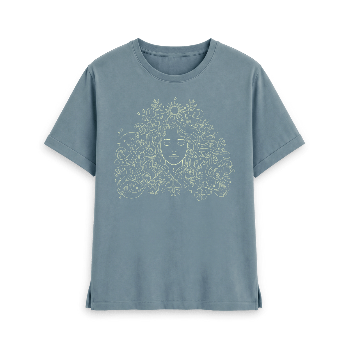 Stone Blue Printed T-shirt Front