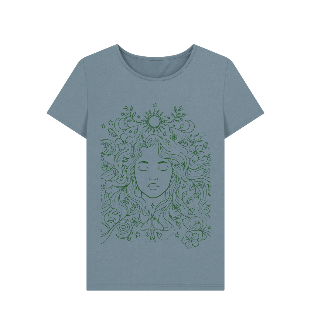 Stone Blue Printed T-shirt Front