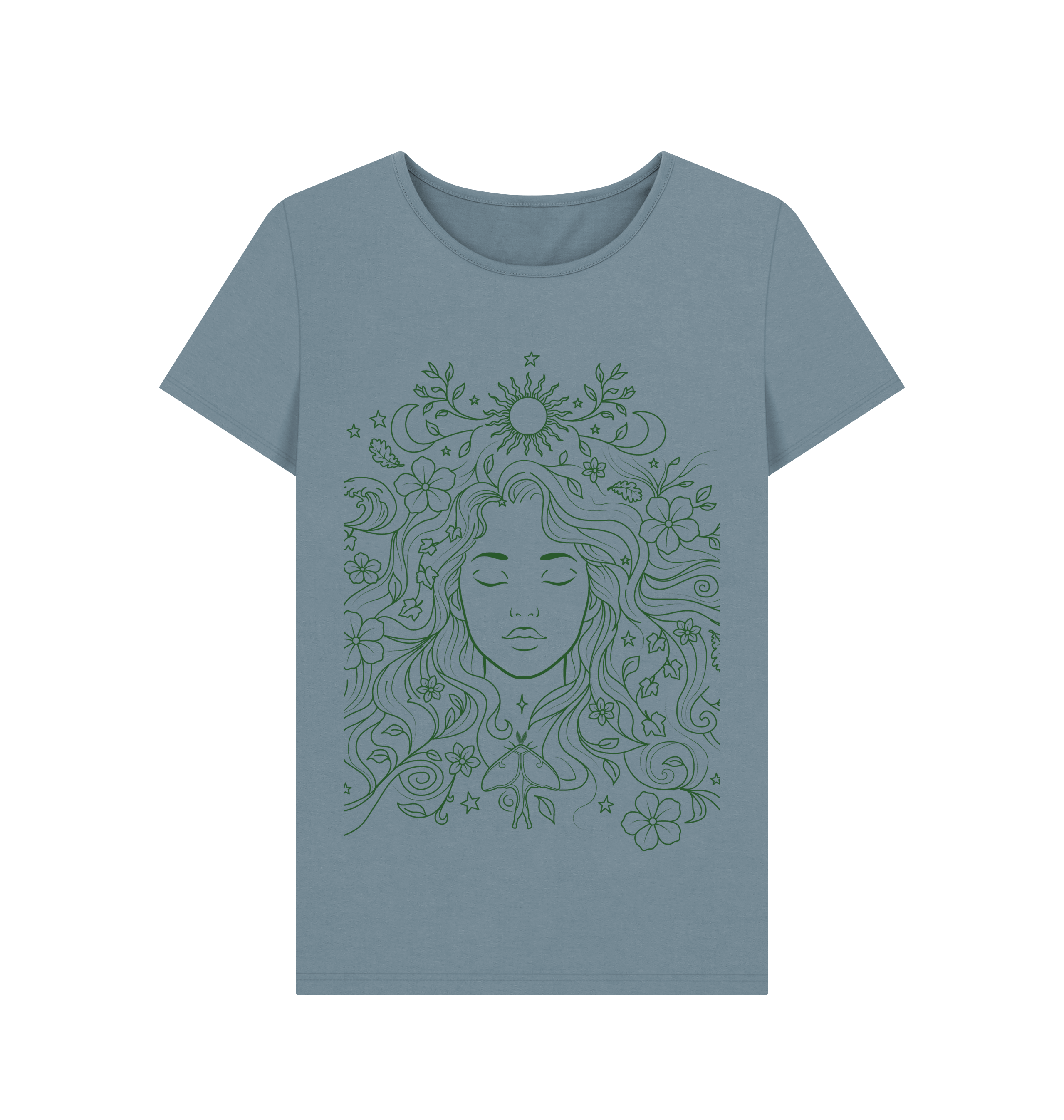 Stone Blue Printed T-shirt Front