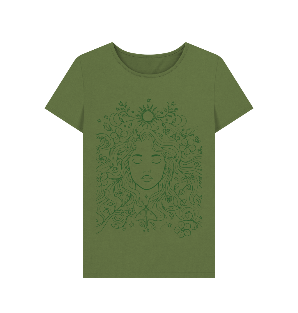 Khaki Printed T-shirt Front