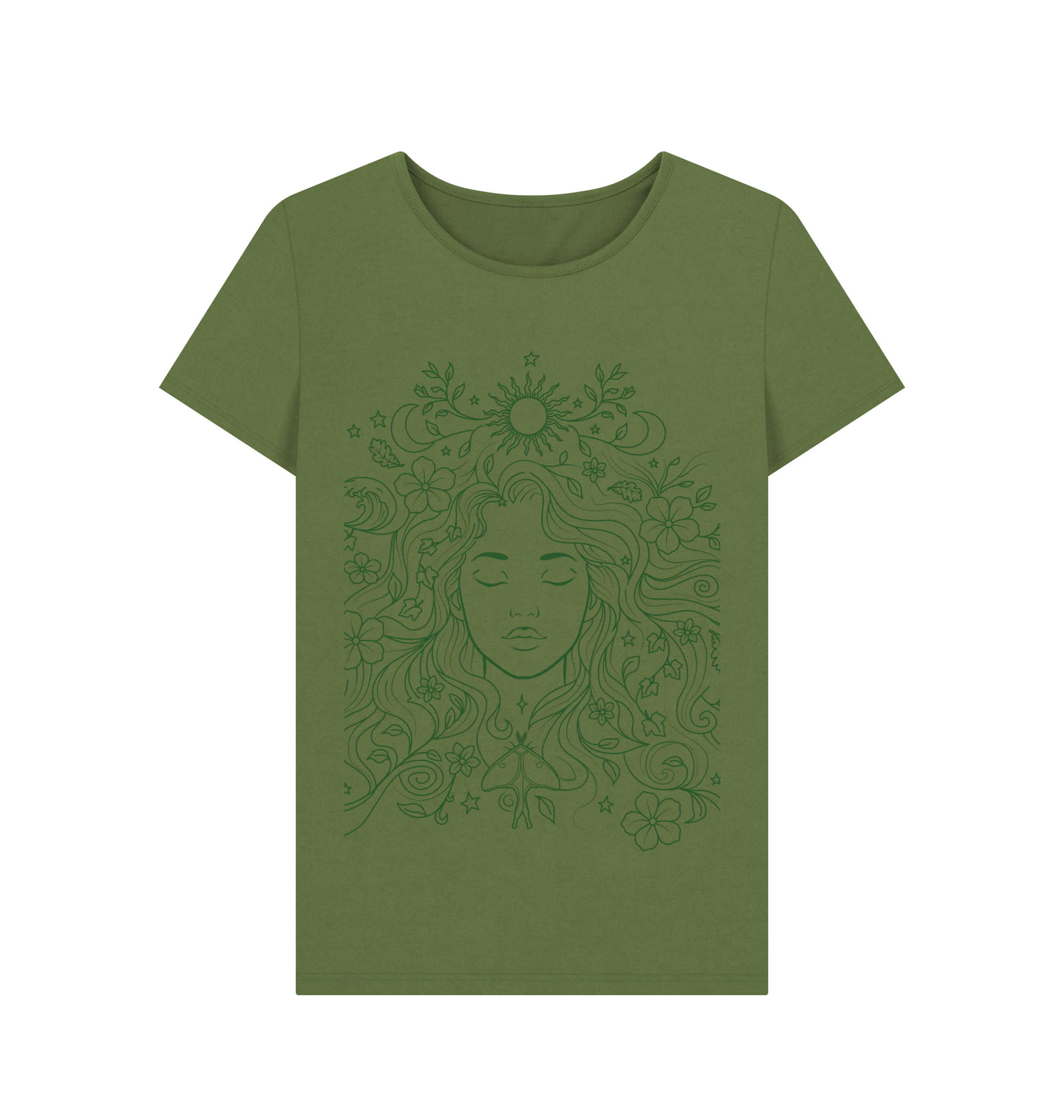Khaki Printed T-shirt Front