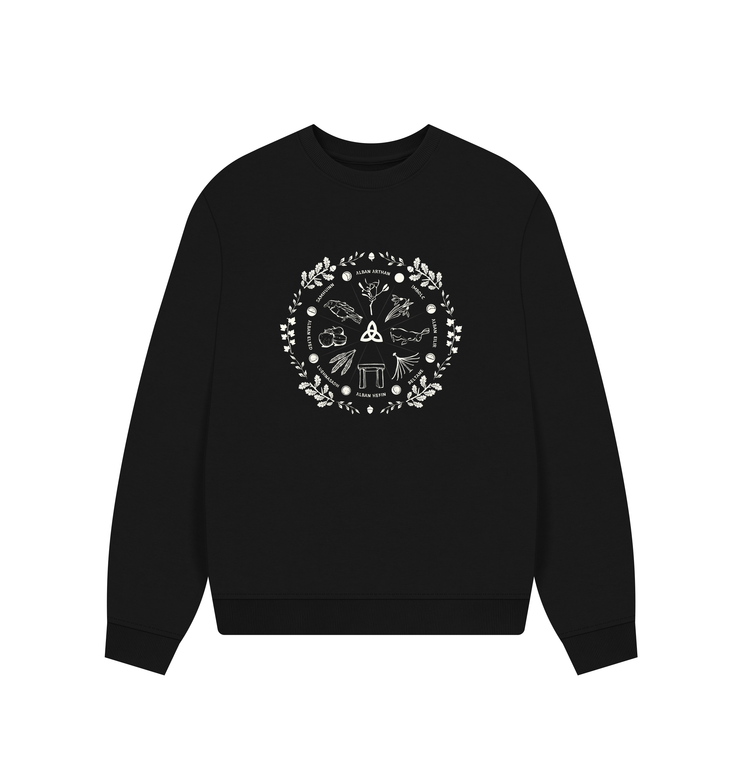 Black Printed Sweater Front