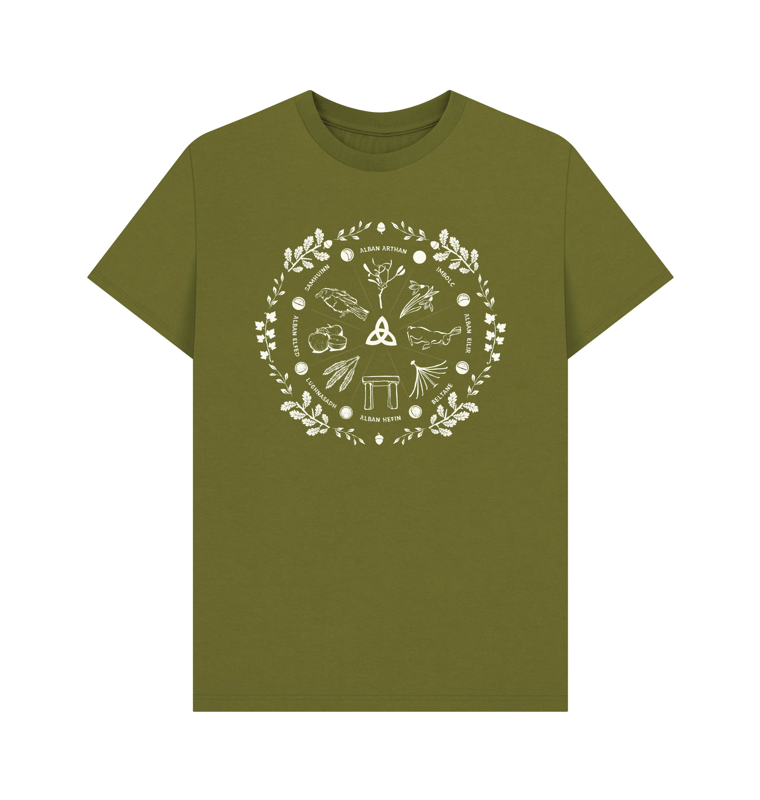 Moss Green Printed T-shirt Front