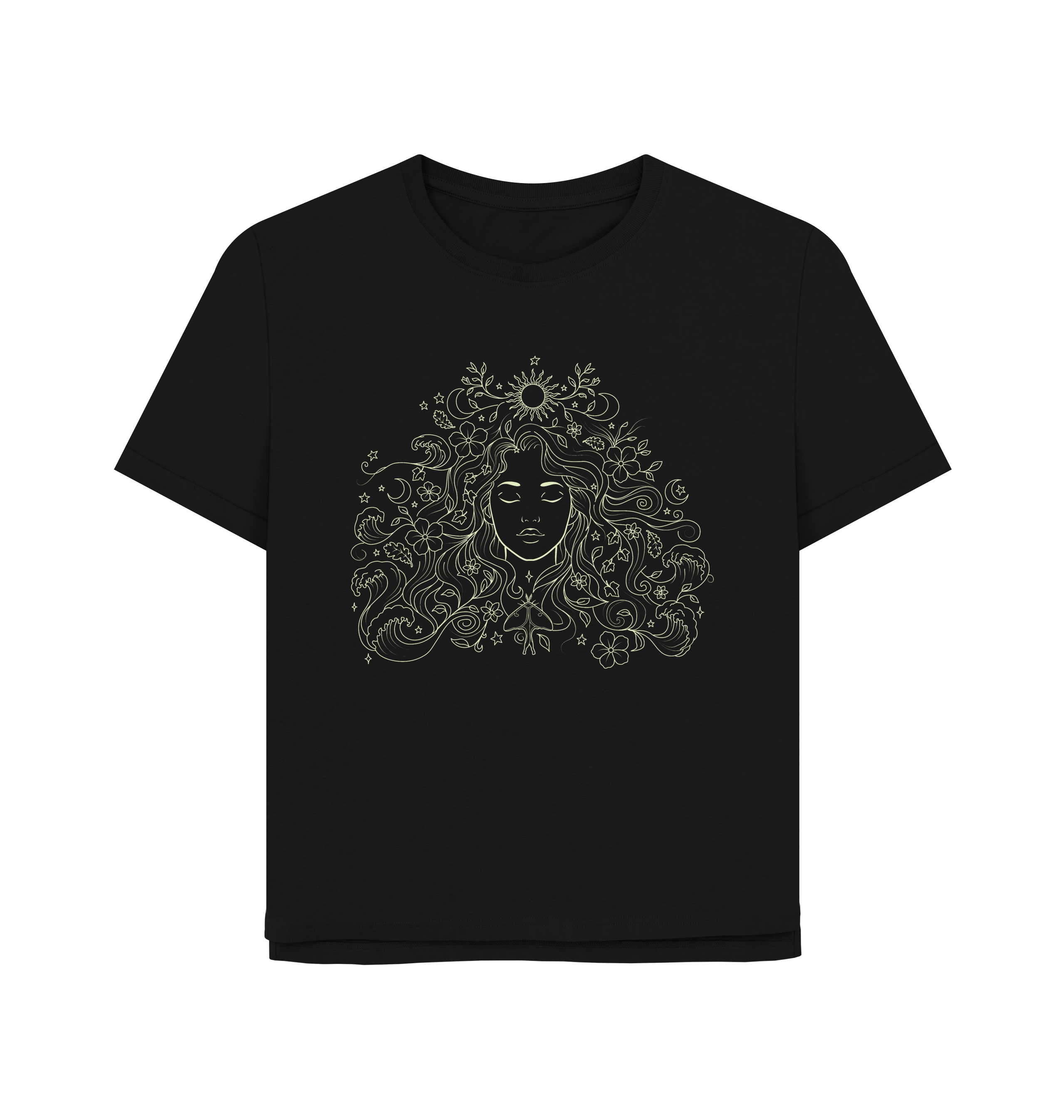 Black Printed T-shirt Front
