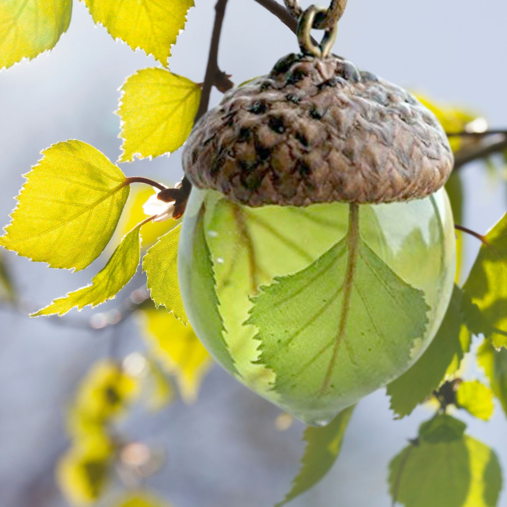 Birch Leaf Terrarium Pendant