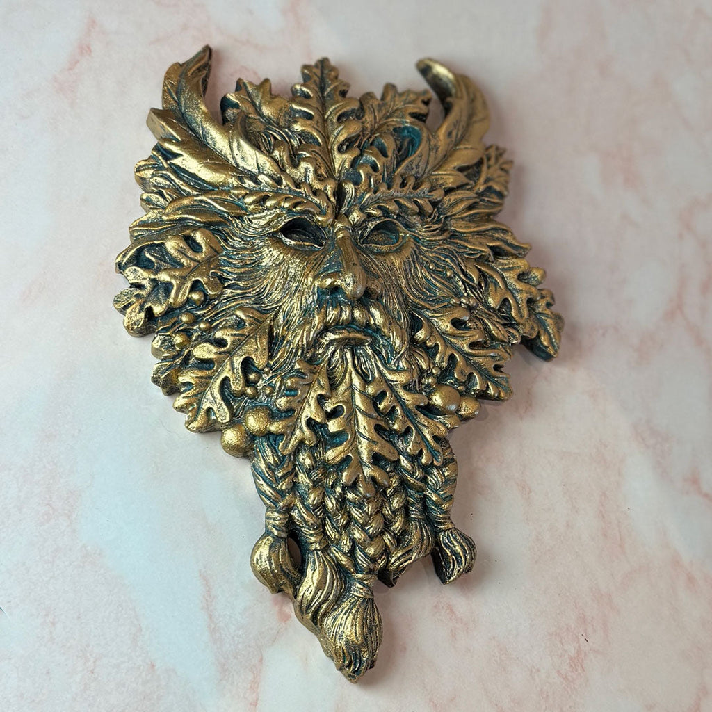 Hanging Green Man Plaque - Traditional Green or Gold