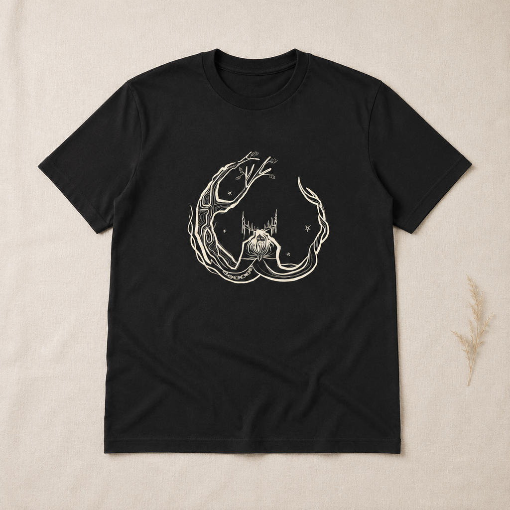 Unisex ‘Herne the Hunter’ Plain T-Shirt in cream print