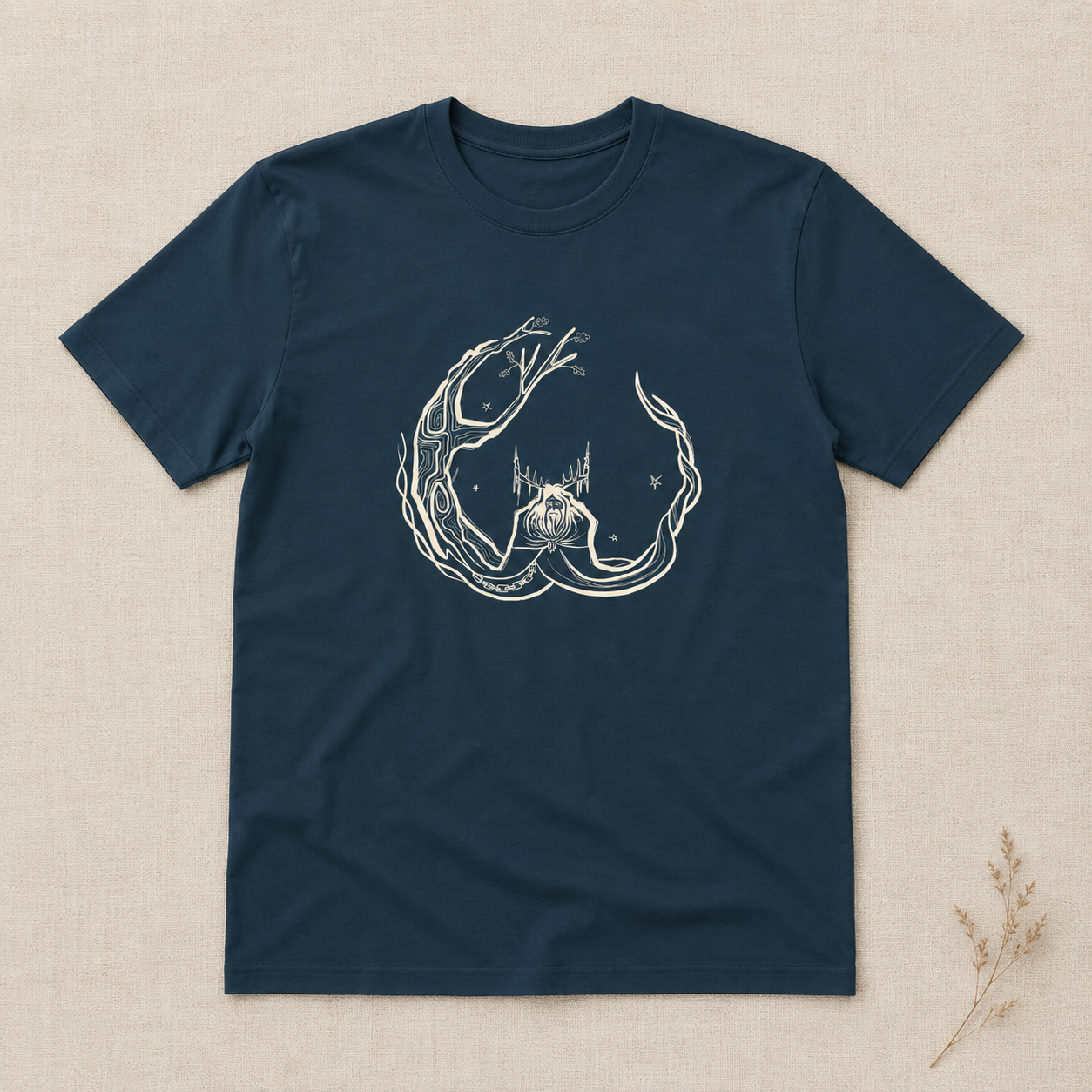 Unisex ‘Herne the Hunter’ Plain T-Shirt in cream print